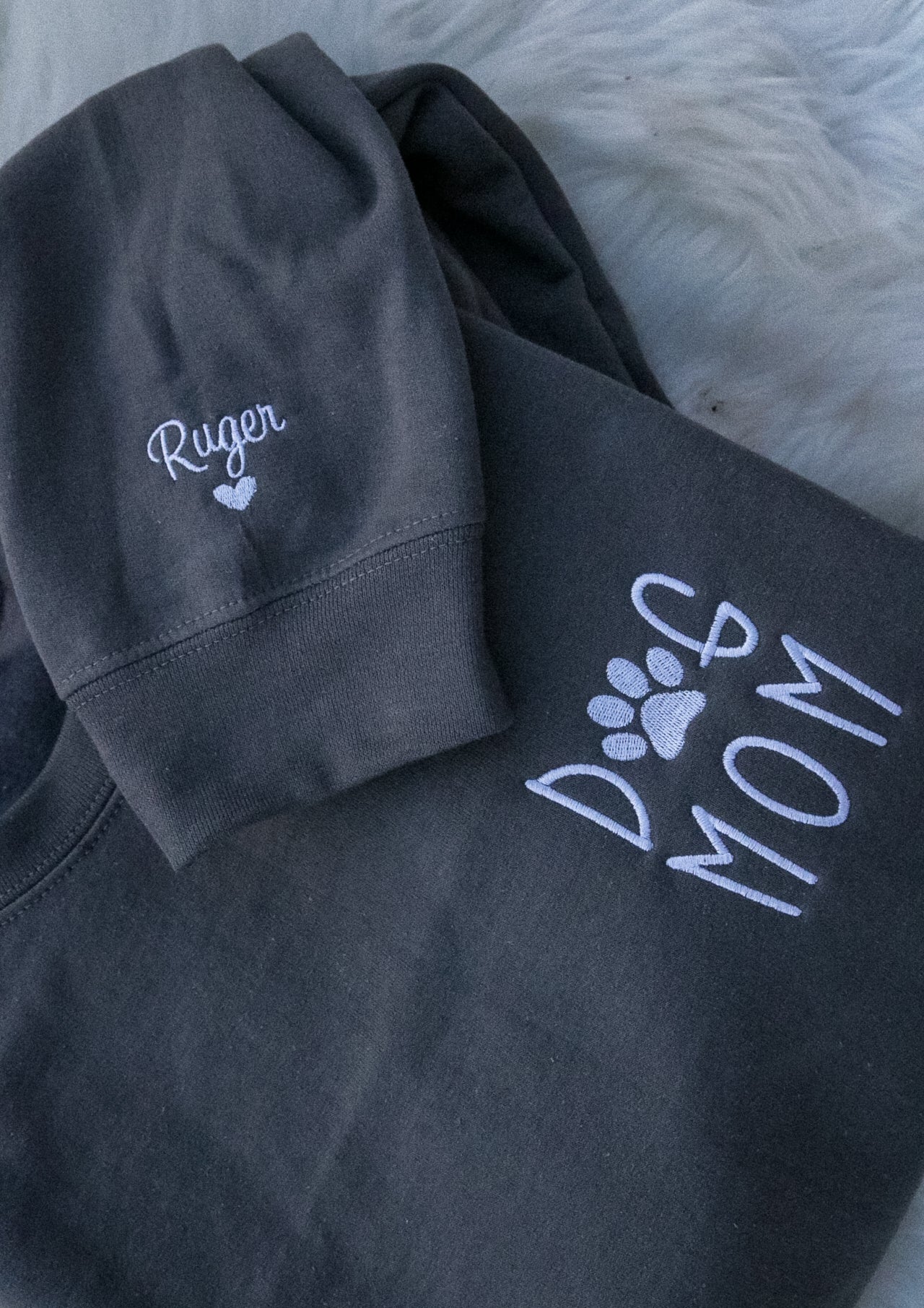 Dog Mom Embroidered Sleeve Sweatshirt
